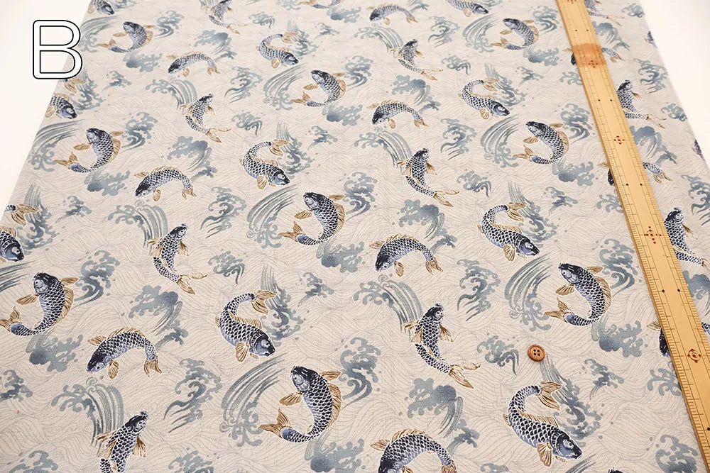 Cotton Dobby Printed Fabric - Carp - nomura tailor