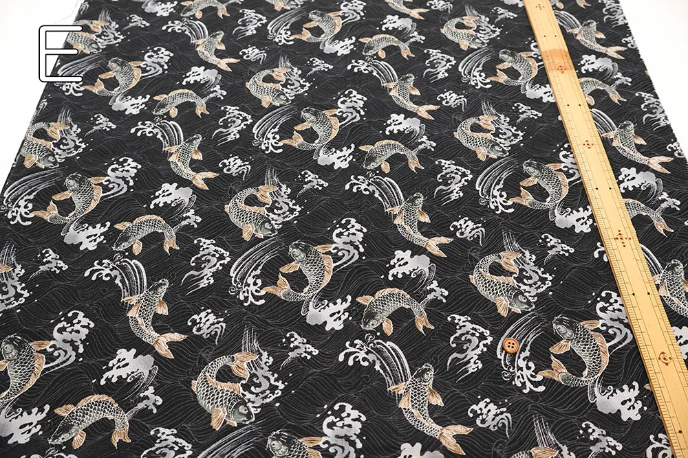 Cotton Dobby Printed Fabric - Carp - nomura tailor