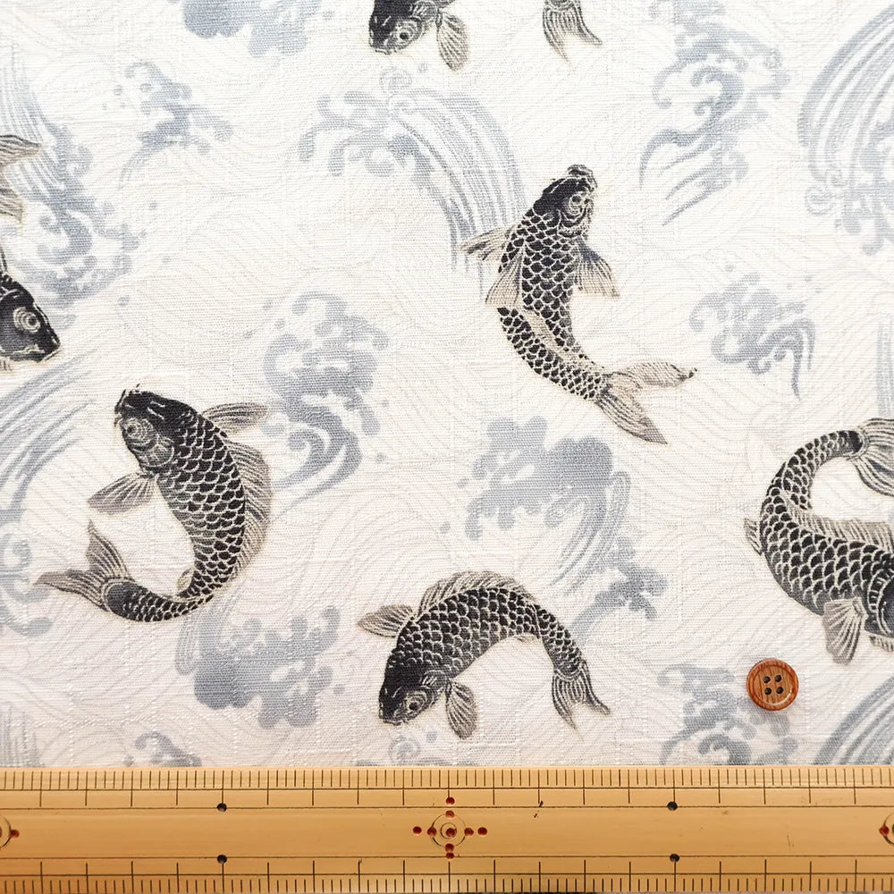 Cotton Dobby Printed Fabric - Carp - nomura tailor