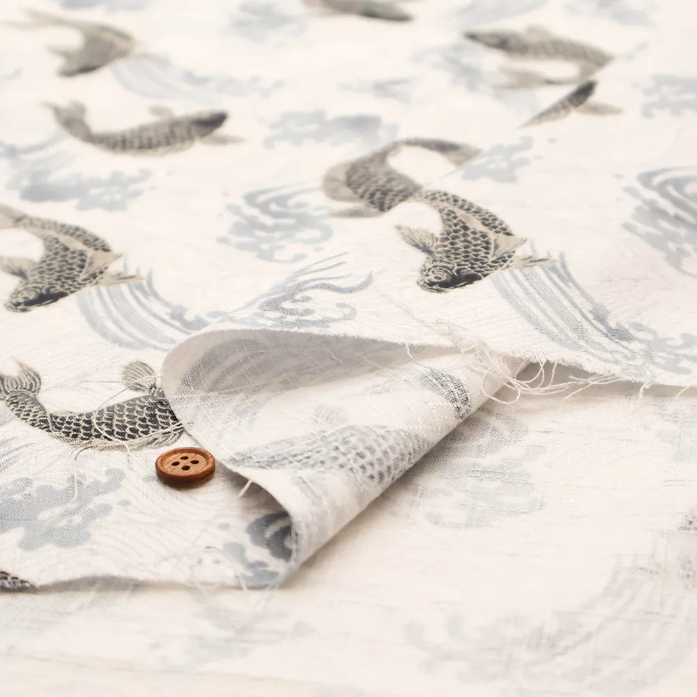 Cotton Dobby Printed Fabric - Carp - nomura tailor