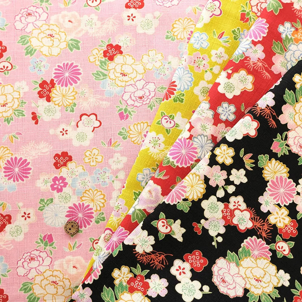 Cotton Dobby Printed Fabric - Flower - nomura tailor