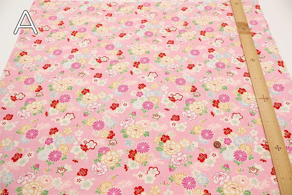 Cotton Dobby Printed Fabric - Flower - nomura tailor