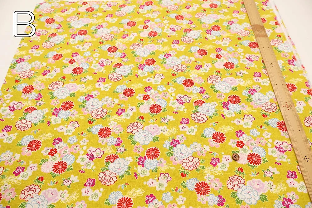 Cotton Dobby Printed Fabric - Flower - nomura tailor