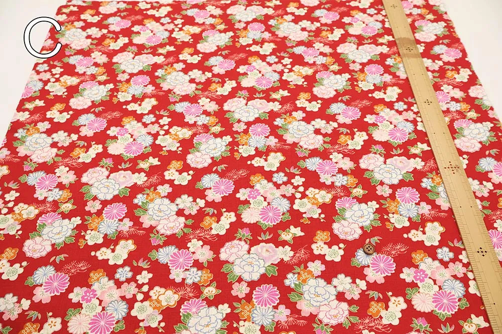 Cotton Dobby Printed Fabric - Flower - nomura tailor