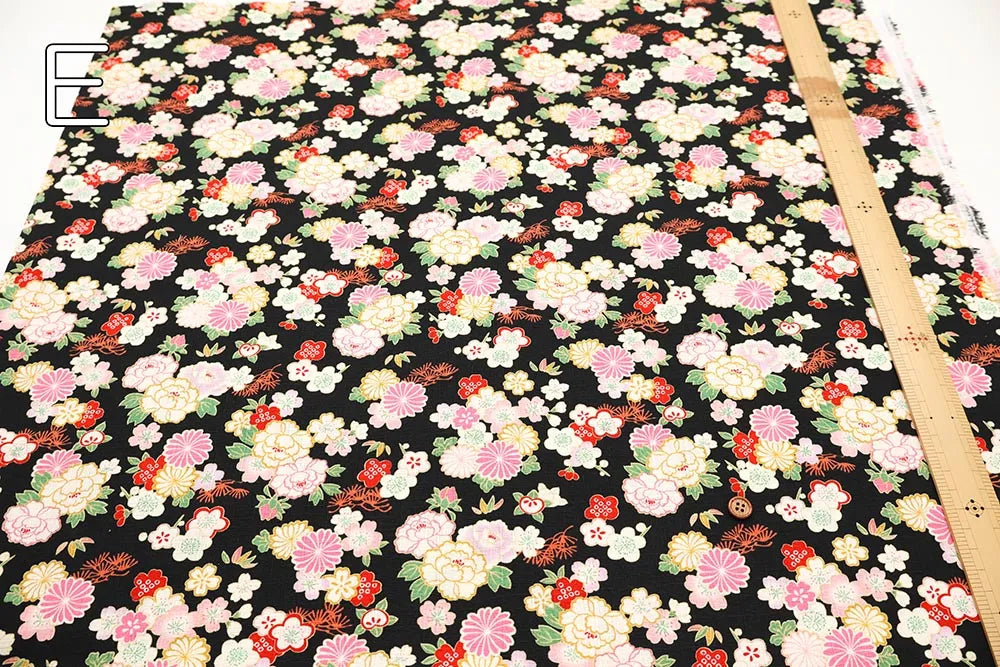 Cotton Dobby Printed Fabric - Flower - nomura tailor