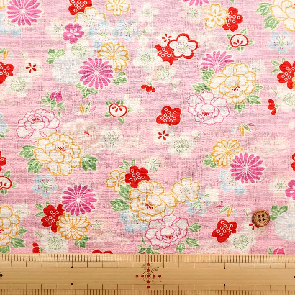 Cotton Dobby Printed Fabric - Flower - nomura tailor