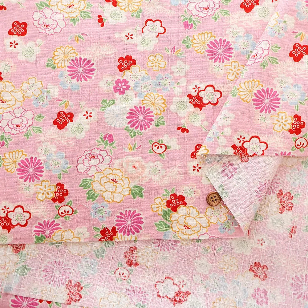 Cotton Dobby Printed Fabric - Flower - nomura tailor