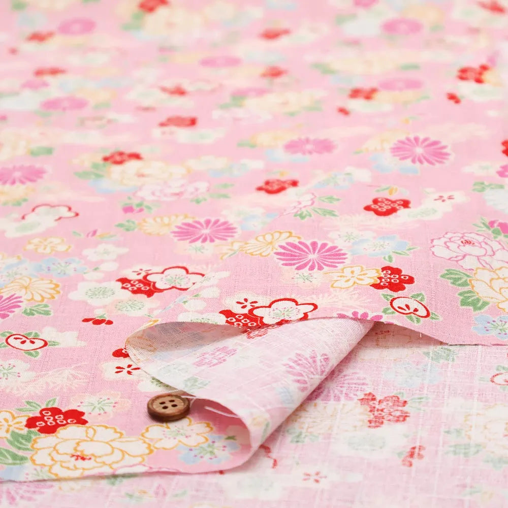 Cotton Dobby Printed Fabric - Flower - nomura tailor