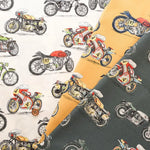 40"Cotton Broad Printed Fabric - Motorcycles - nomura tailor