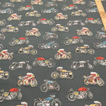 40"Cotton Broad Printed Fabric - Motorcycles - nomura tailor