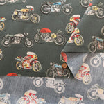 40"Cotton Broad Printed Fabric - Motorcycles - nomura tailor
