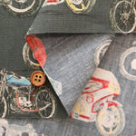 40"Cotton Broad Printed Fabric - Motorcycles - nomura tailor