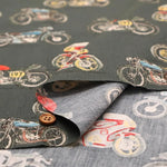 40"Cotton Broad Printed Fabric - Motorcycles - nomura tailor