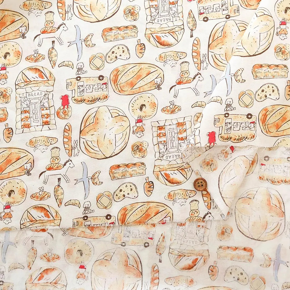 60"Cotton Lawn Printed Fabric - Animal Bakery - nomura tailor
