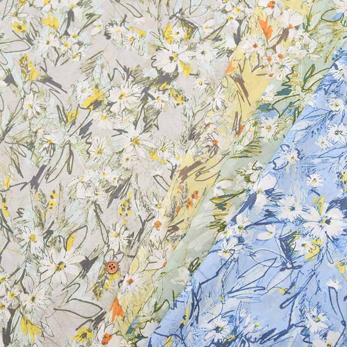 Cotton 60 Lawn printed fabric Drawing flower - nomura tailor