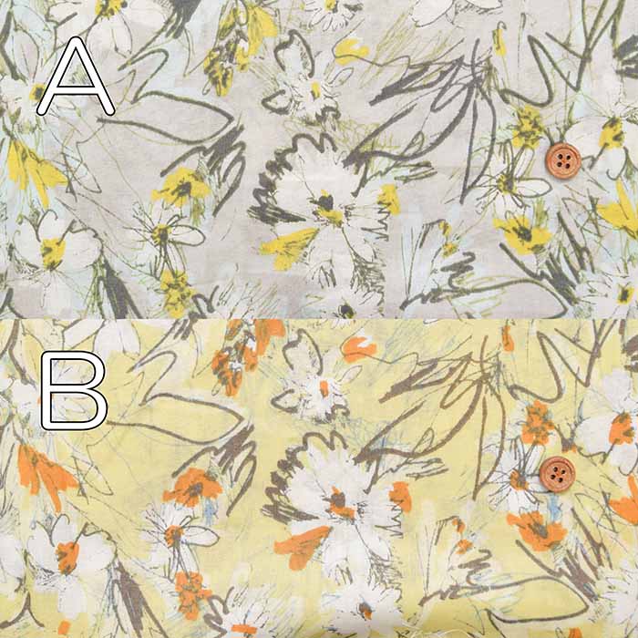 Cotton 60 Lawn printed fabric Drawing flower - nomura tailor