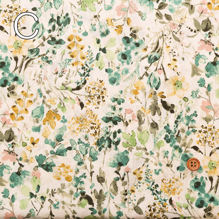 60"Cotton Lawn Fabric - Natural Flower - nomura tailor