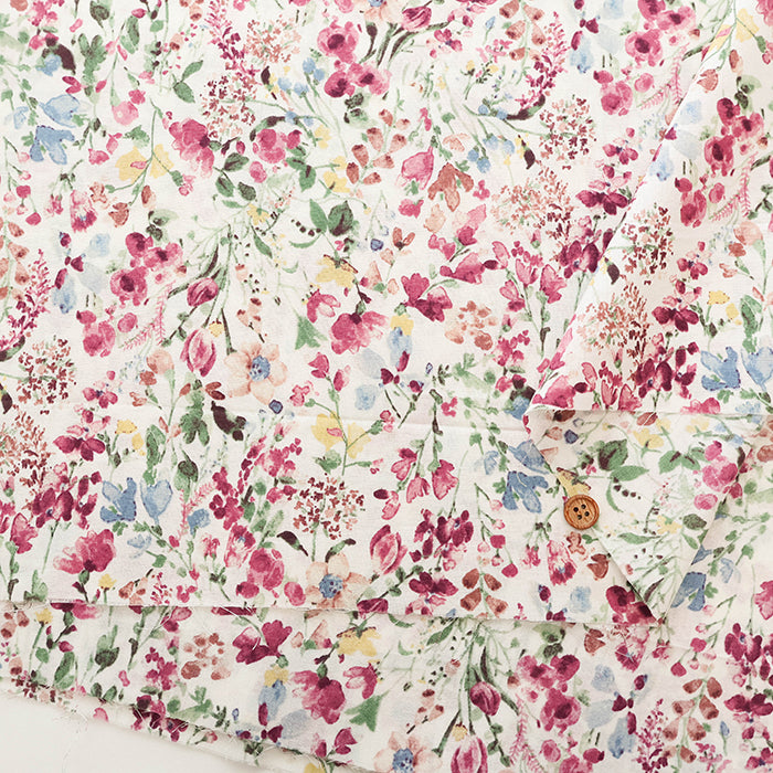 60"Cotton Lawn Fabric - Natural Flower - nomura tailor