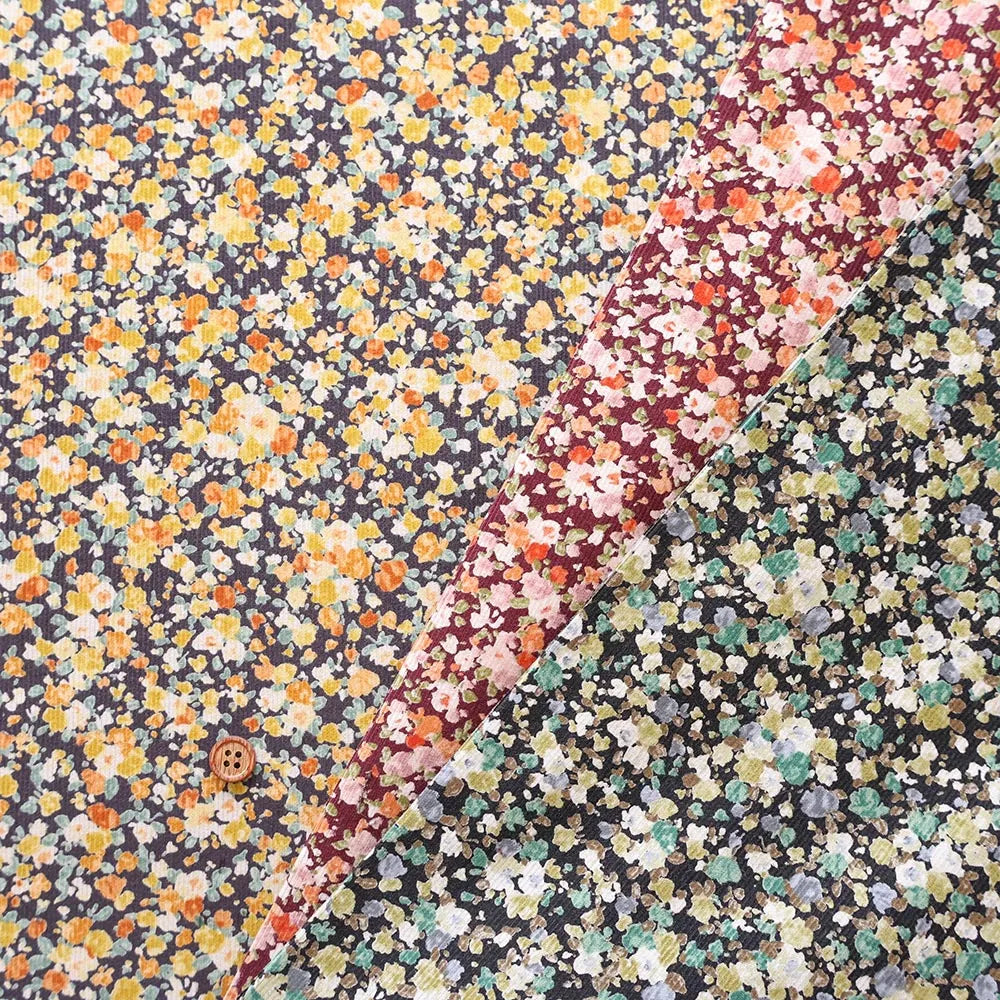 Cotton 21W Corduroy Printed Fabric - Mini Flowers - nomura tailor