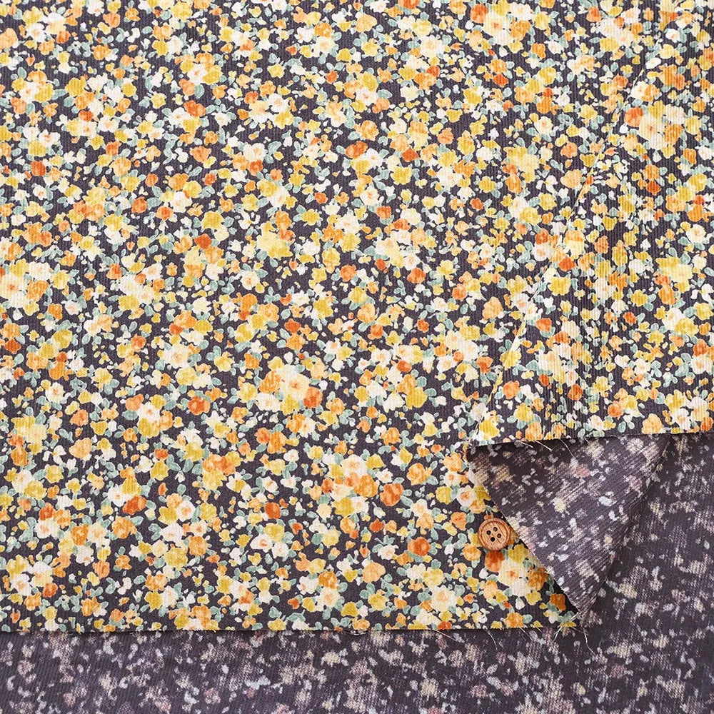 Cotton 21W Corduroy Printed Fabric - Mini Flowers - nomura tailor