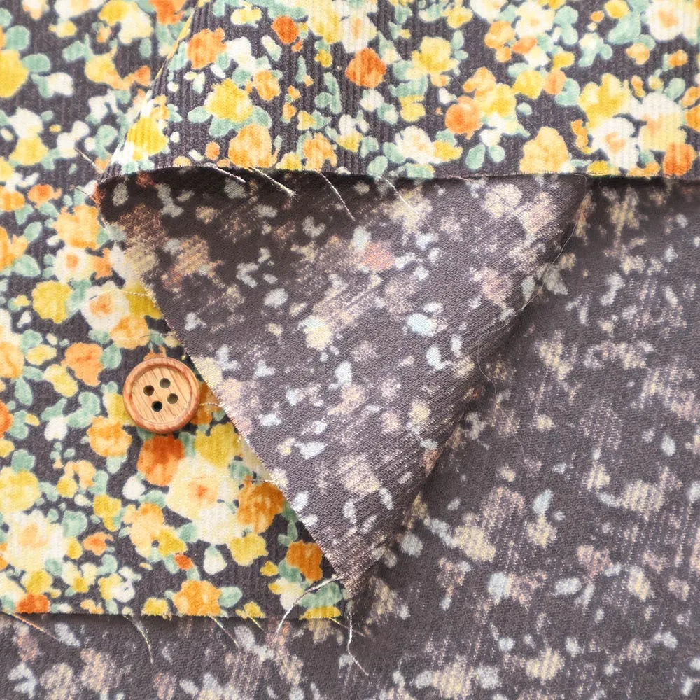 Cotton 21W Corduroy Printed Fabric - Mini Flowers - nomura tailor
