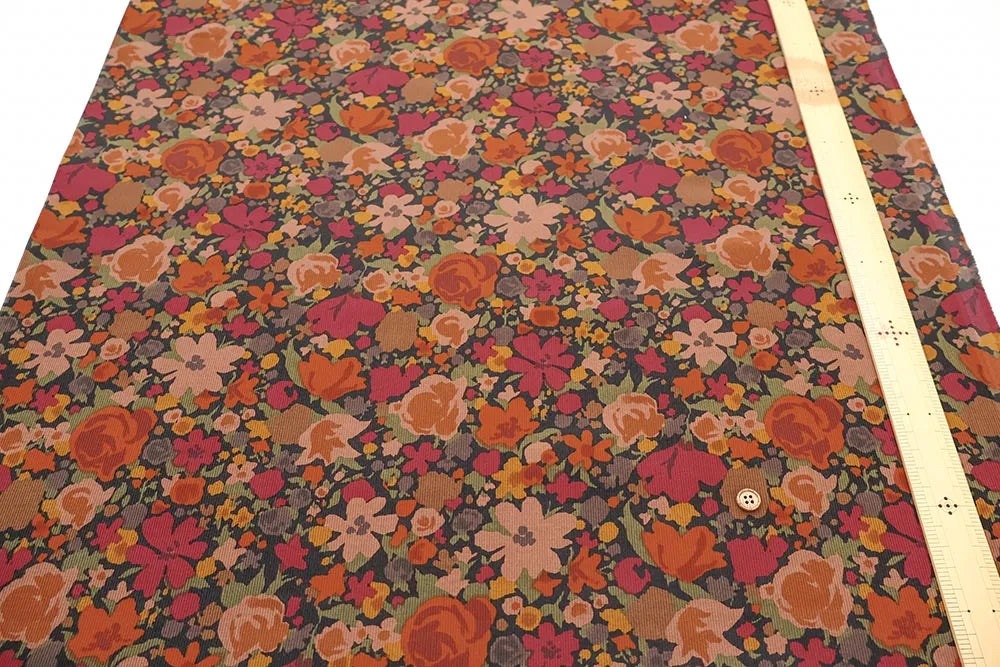 Cotton 21W Corduroy Printed Fabric - Flowers - nomura tailor