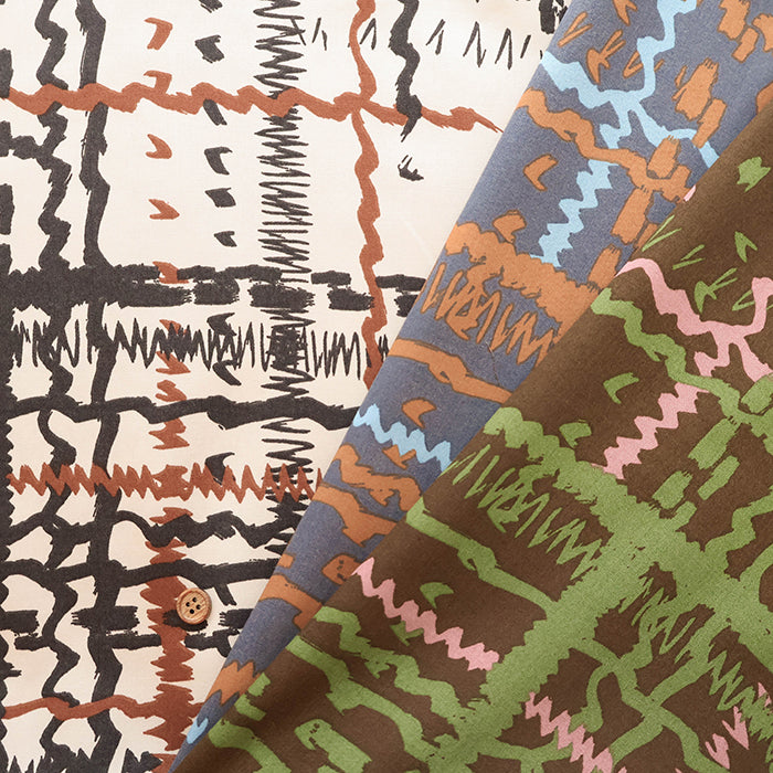 R/C Satin Printed Fabric - Art Check - nomura tailor