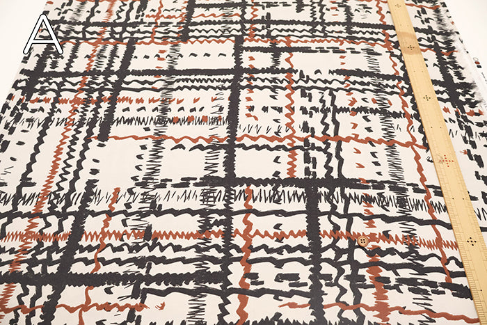 R/C Satin Printed Fabric - Art Check - nomura tailor