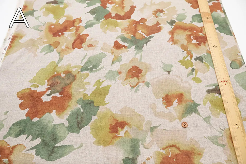 Linen Sheeting printed Fabric - Watercolor Flower - nomura tailor
