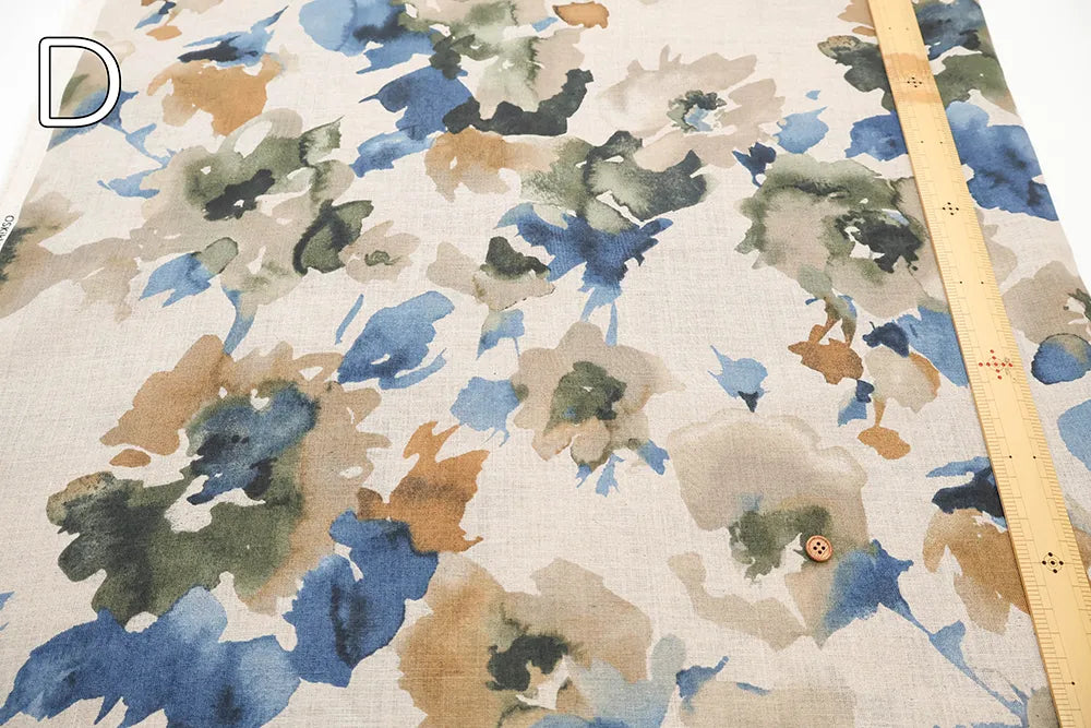 Linen Sheeting printed Fabric - Watercolor Flower - nomura tailor