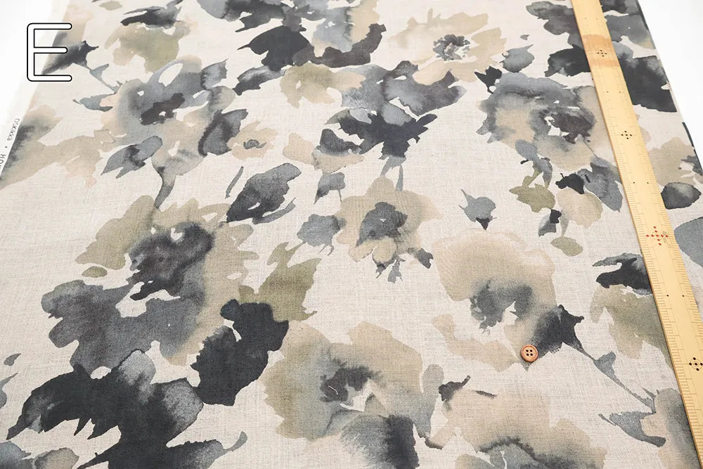Linen Sheeting printed Fabric - Watercolor Flower - nomura tailor