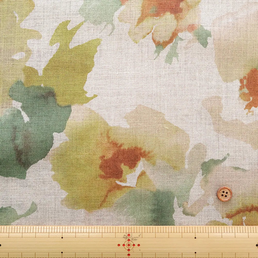 Linen Sheeting printed Fabric - Watercolor Flower - nomura tailor