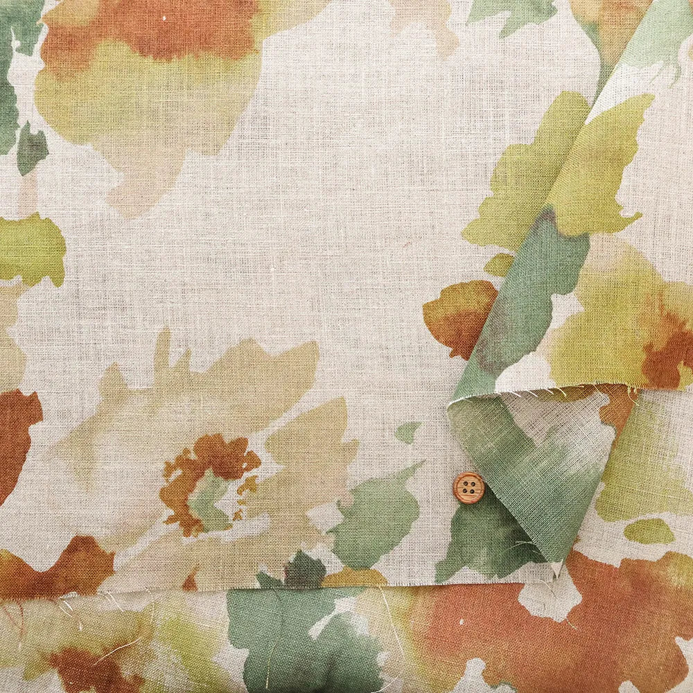 Linen Sheeting printed Fabric - Watercolor Flower - nomura tailor