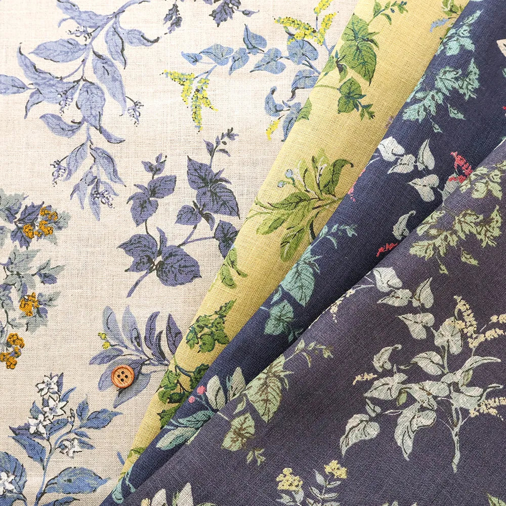 Linen Sheeting printed Fabric - Botanical Flowers - nomura tailor