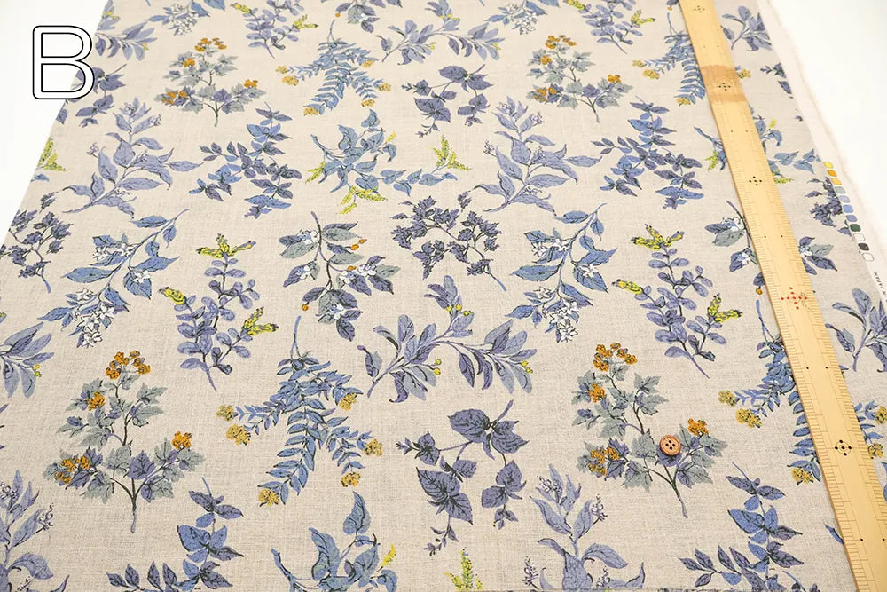 Linen Sheeting printed Fabric - Botanical Flowers - nomura tailor