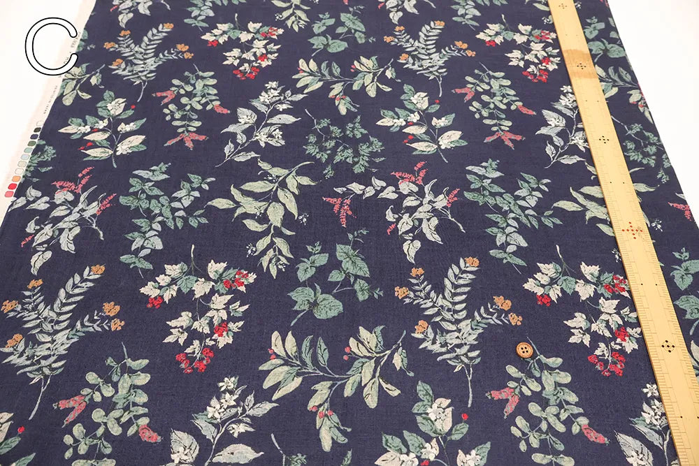 Linen Sheeting printed Fabric - Botanical Flowers - nomura tailor