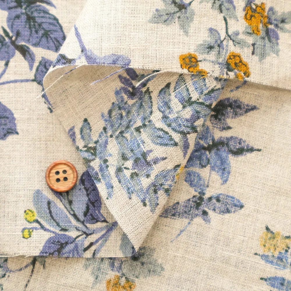 Linen Sheeting printed Fabric - Botanical Flowers - nomura tailor