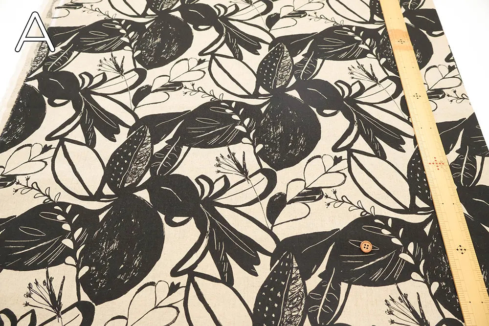 Half-Linen Sheeting Printed Fabric - Artificial Flowers - nomura tailor