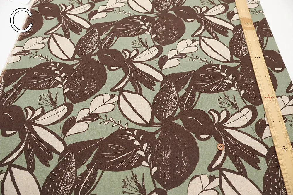 Half-Linen Sheeting Printed Fabric - Artificial Flowers - nomura tailor
