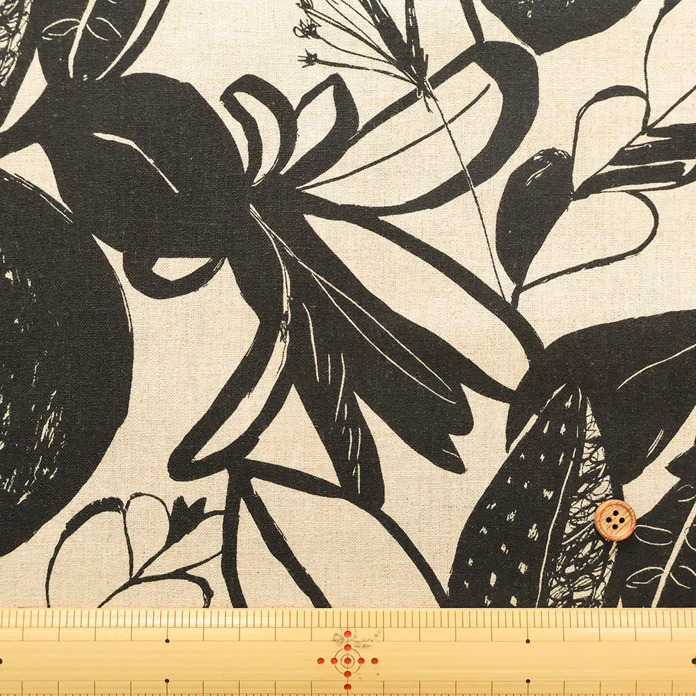 Half-Linen Sheeting Printed Fabric - Artificial Flowers - nomura tailor