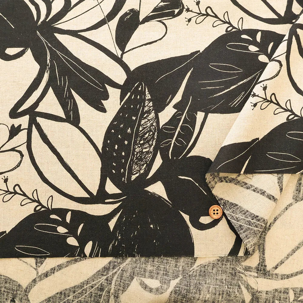 Half-Linen Sheeting Printed Fabric - Artificial Flowers - nomura tailor