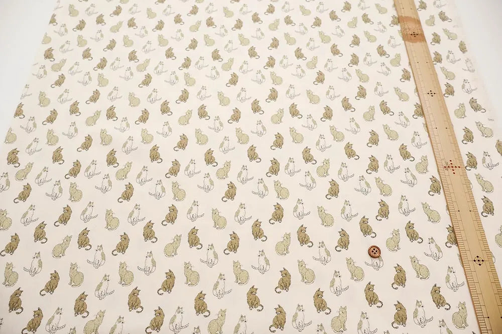 Cotton 21W Corduroy Printed Fabric - Cat - nomura tailor