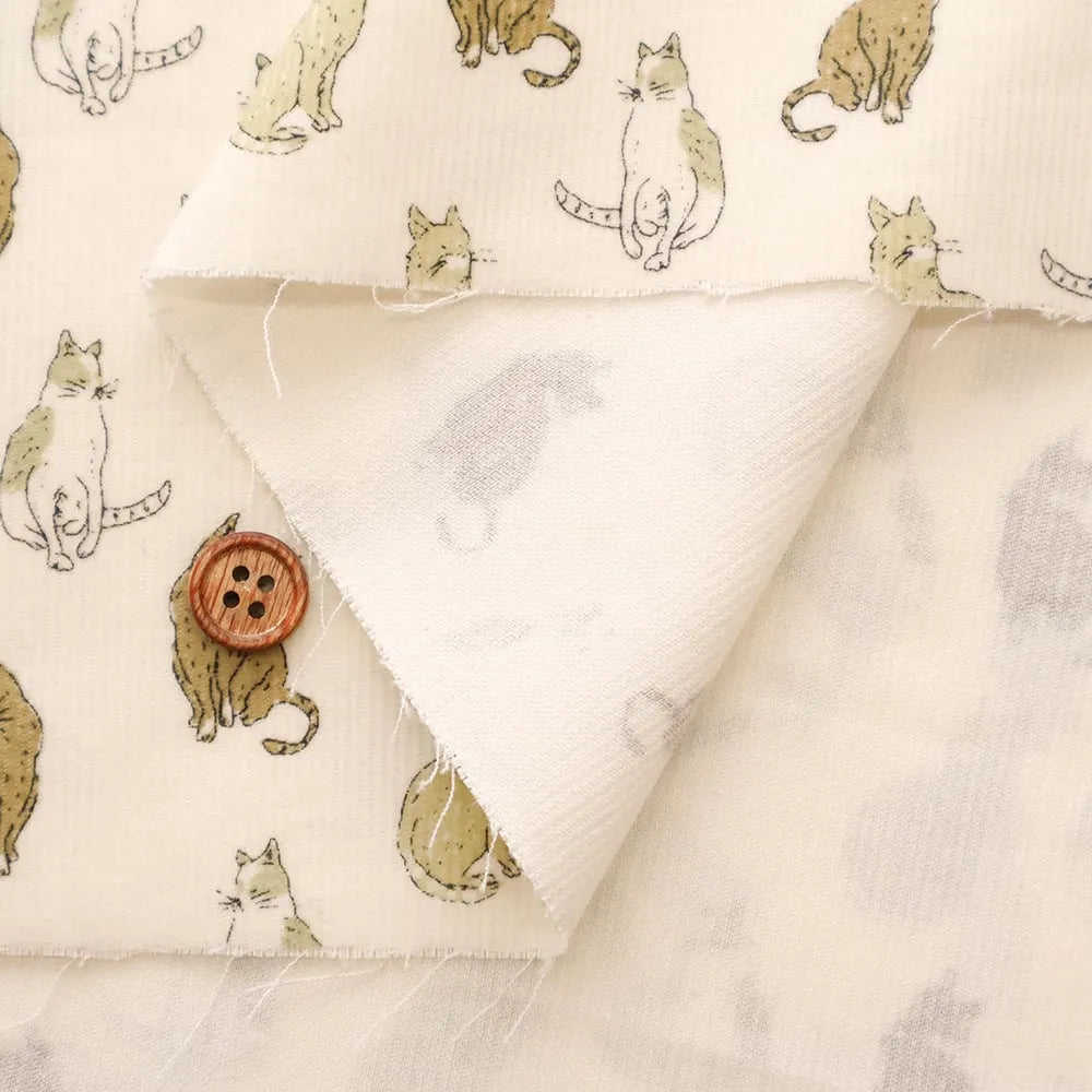 Cotton 21W Corduroy Printed Fabric - Cat - nomura tailor
