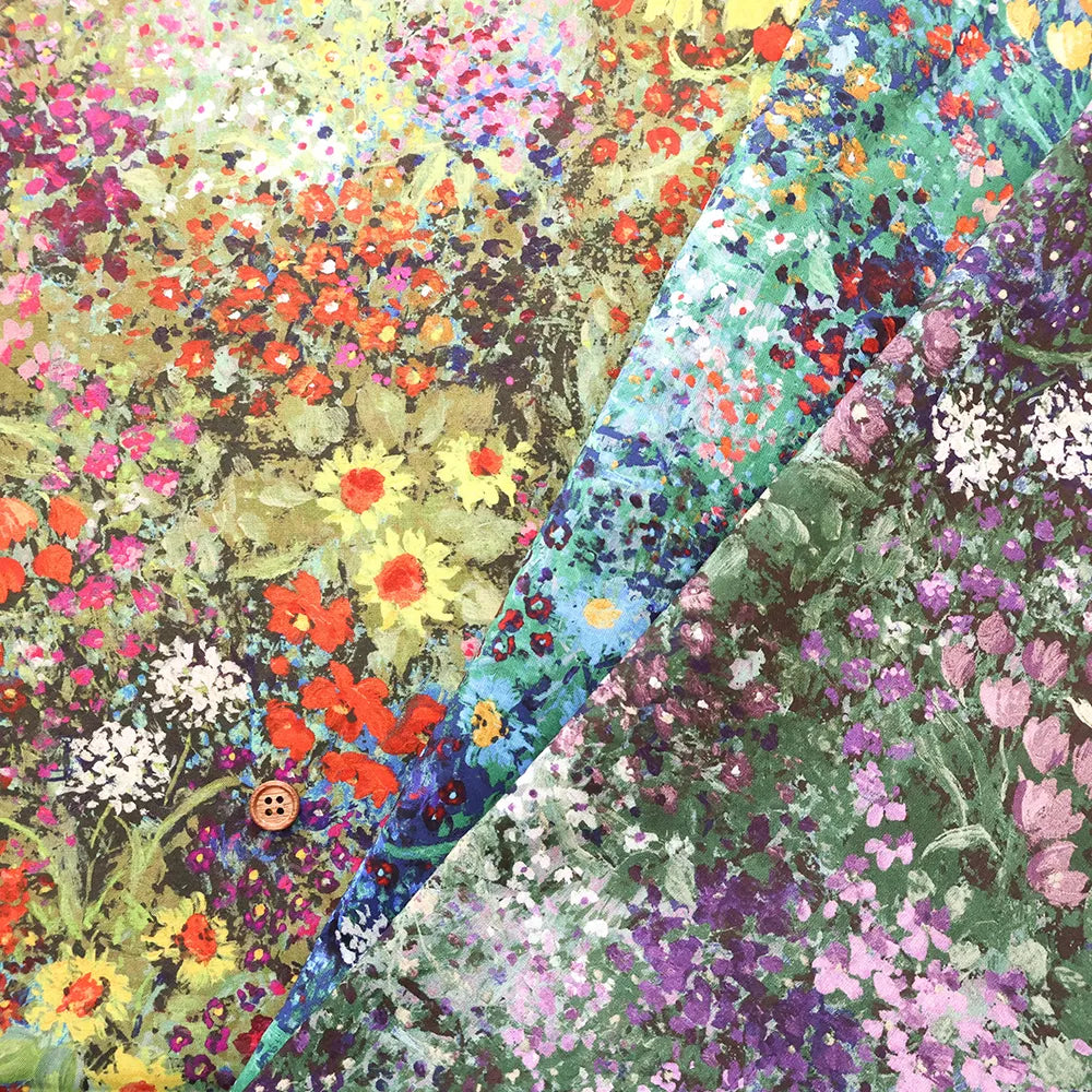 Cotton 60 Lawn Inkjet Printed Fabric 油絵風フラワー - nomura tailor