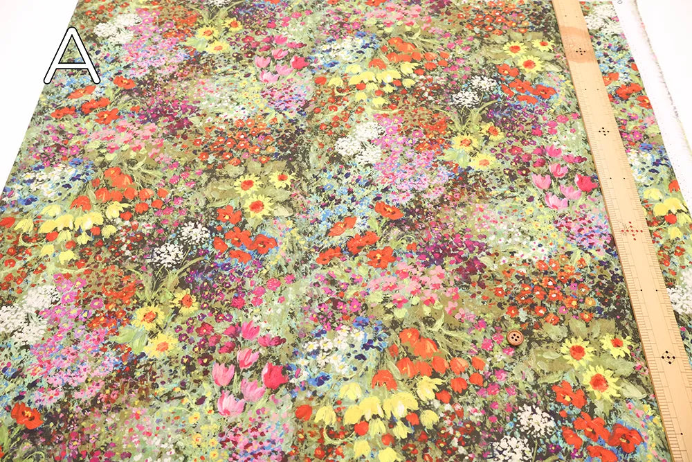 Cotton 60 Lawn Inkjet Printed Fabric 油絵風フラワー - nomura tailor