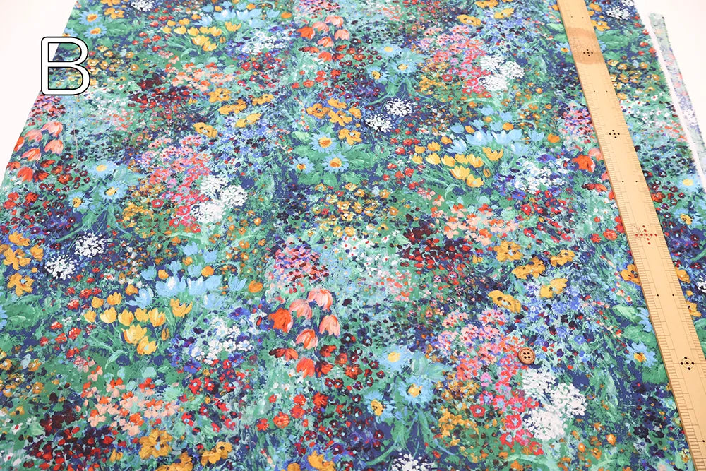 Cotton 60 Lawn Inkjet Printed Fabric 油絵風フラワー - nomura tailor
