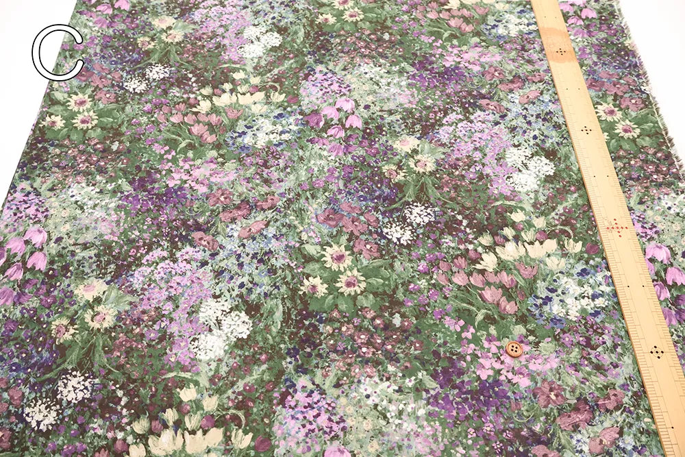 Cotton 60 Lawn Inkjet Printed Fabric 油絵風フラワー - nomura tailor
