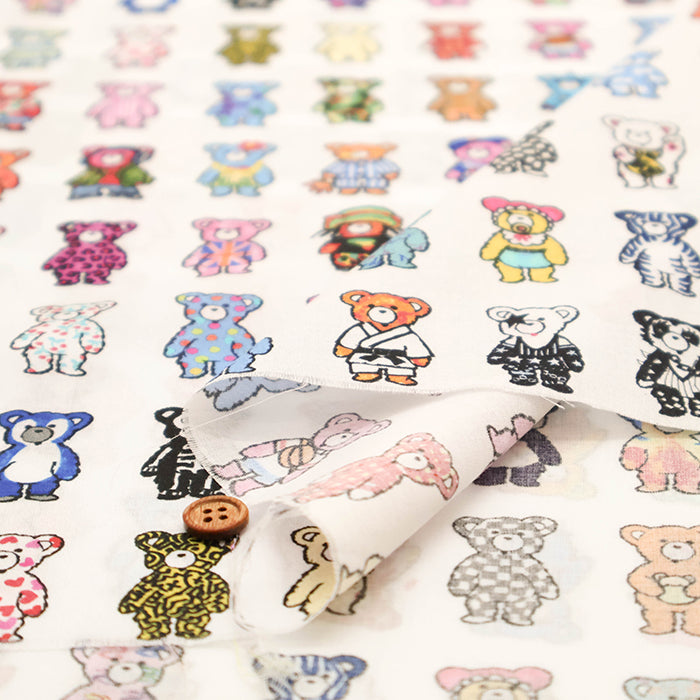 60"Cotton Lawn Inkjet Printed Fabric　Unique Bear - nomura tailor