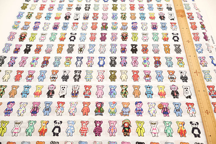 60"Cotton Lawn Inkjet Printed Fabric　Unique Bear - nomura tailor