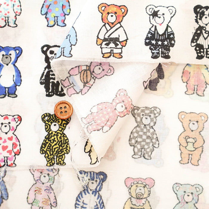 60"Cotton Lawn Inkjet Printed Fabric　Unique Bear - nomura tailor